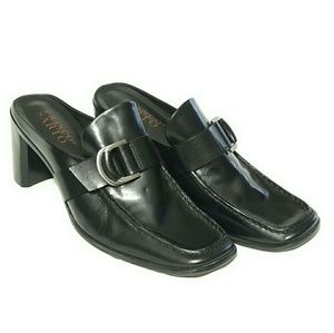 Black Franco Sarto Heeled Mules